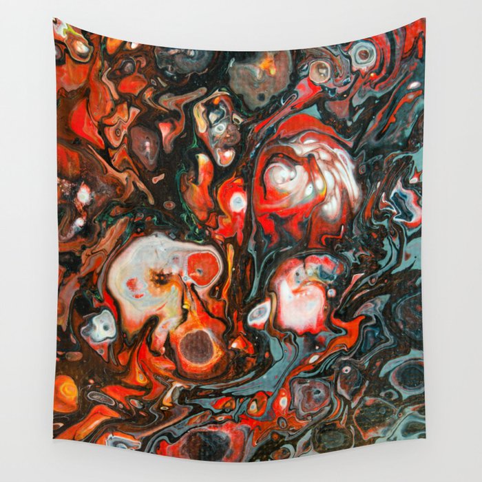 Fluid Art Acrylic Painting, Pour 22, Red, Gray, Black, & White Blended Color  Wall Tapestry by pipafineart | Society6