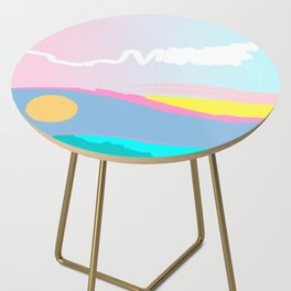 summer pink blue gradient ocean beach abstract art painting illustration  Side Table