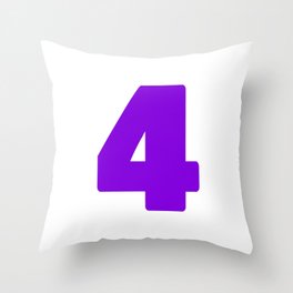 4 (Violet & White Number) Throw Pillow