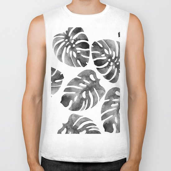 Monstera Black Biker Tank