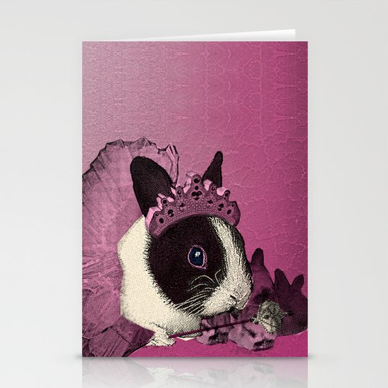 Pink Bunny Princess Print Stationery Cards