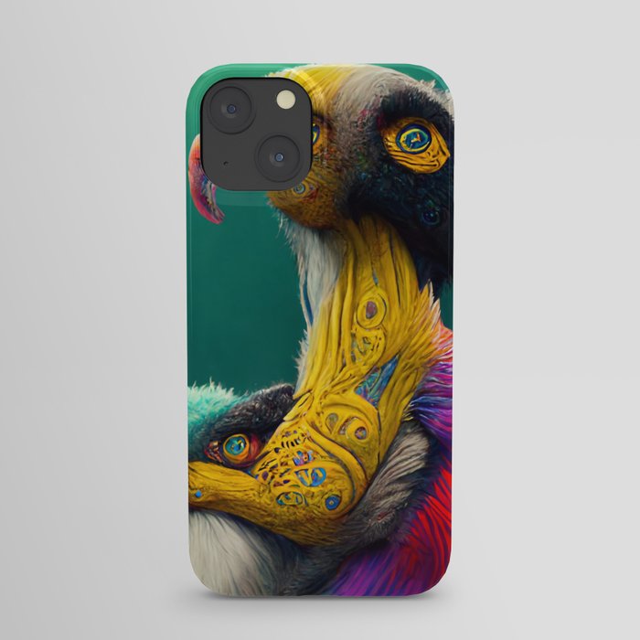 A fantasy portrait of an unusual bird in a fairy-tale elfin forest. Fabulous flower garden and cute fantasy birds. Concept of a colorful magic bird. iPhone Case