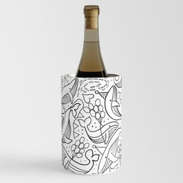 Humpback Whales Black And White Pattern Wine Chiller