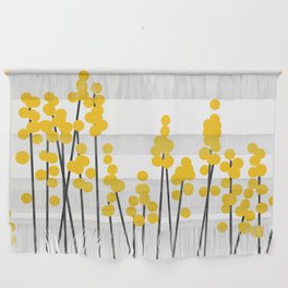 Hello Spring! Yellow/Black Retro Plants on White #decor #society6 #buyart Wall Hanging