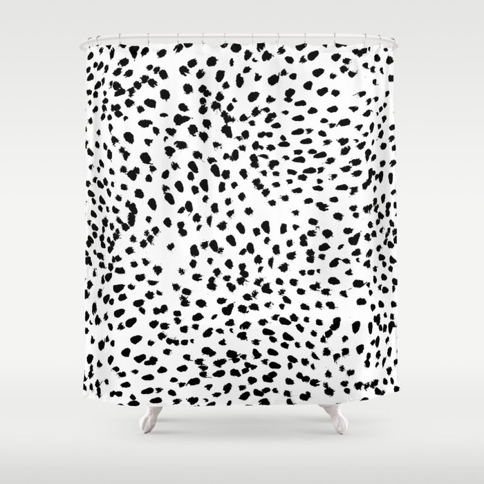 Nadia - Black and White, Animal Print, Dalmatian Spot, Spots, Dots, BW Shower Curtain