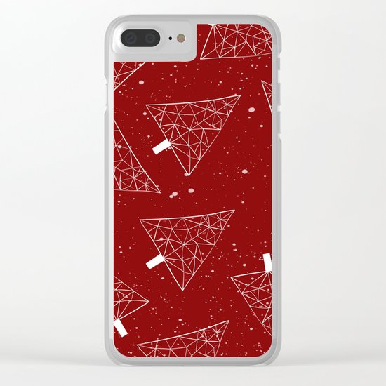 Christmas Trees Red Clear iPhone Case