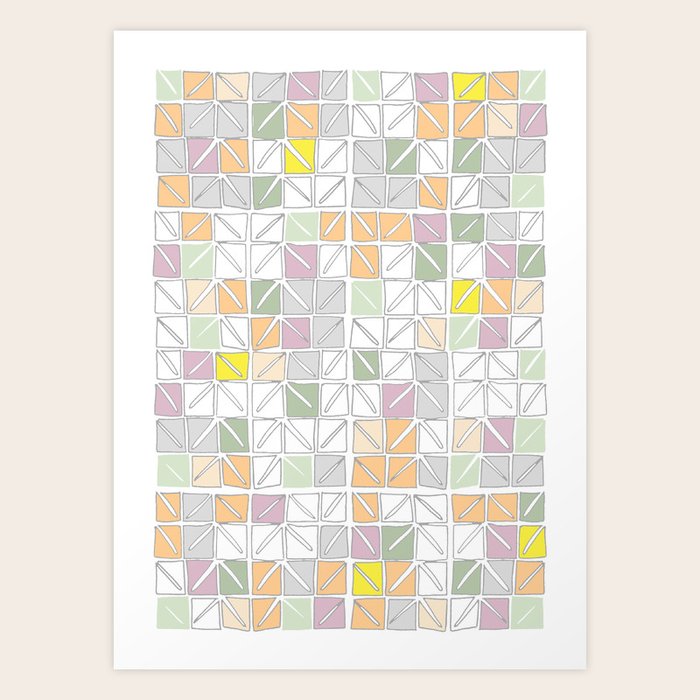 neutral toned origami Art Print by Jessie Louise Hadley illustration