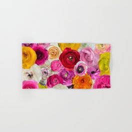 Ranunculus obsessed flower collage  Hand & Bath Towel