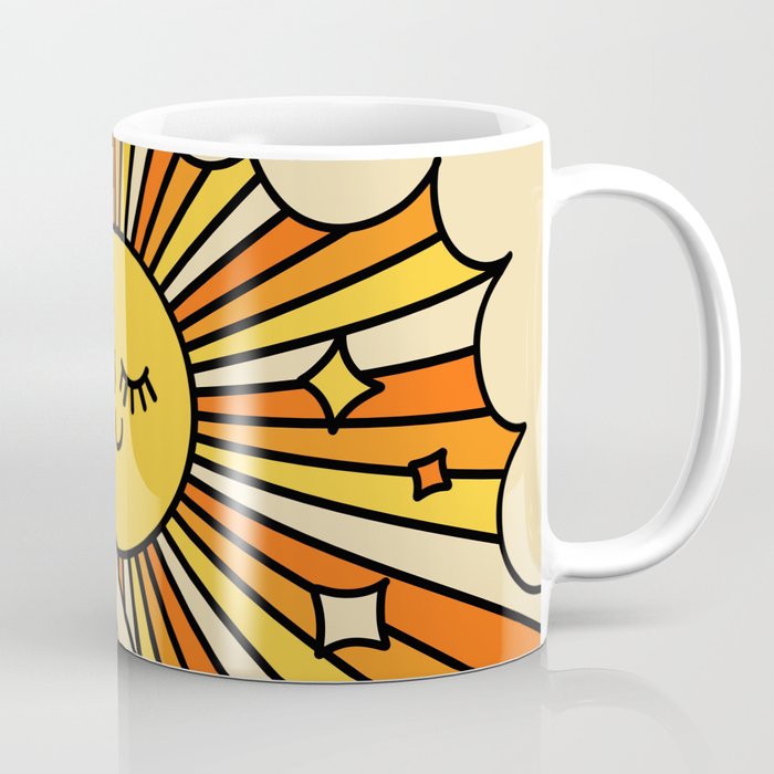 The Happiest Sun Retro Groovy 70s Orange Yellow Coffee Mug
