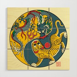 A Flag of Dragon and Tiger Wood Wall Art