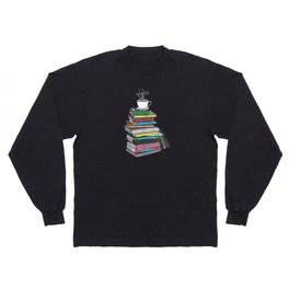 Coffee and books with heart drawing reader gifts Long Sleeve T-shirt