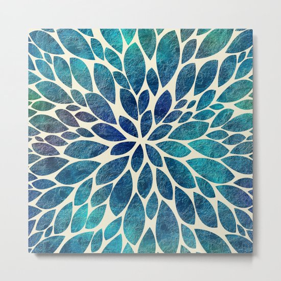 Petal Burst - Turquoise Metal Print