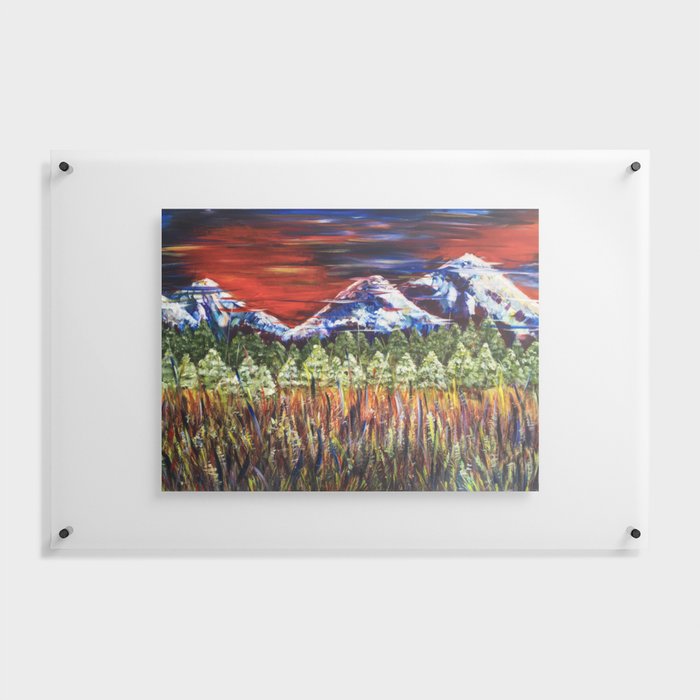 Snowy Mountain Painting, Colorado Painting, Acrylic Landscape Painting, Prairie Landscape, Original  Floating Acrylic Print