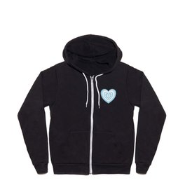 Blue Retro Hearts Zip Hoodie