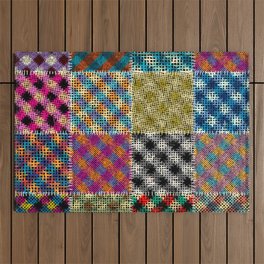 Seamless pattern. Imitation of a patchwork pattern of rough canvas squares. vintage image. Outdoor Rug