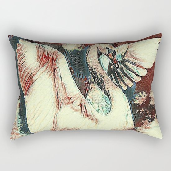 WHITE SWAN BROWNS & GREY MODERN ART DESIGN Rectangular Pillow