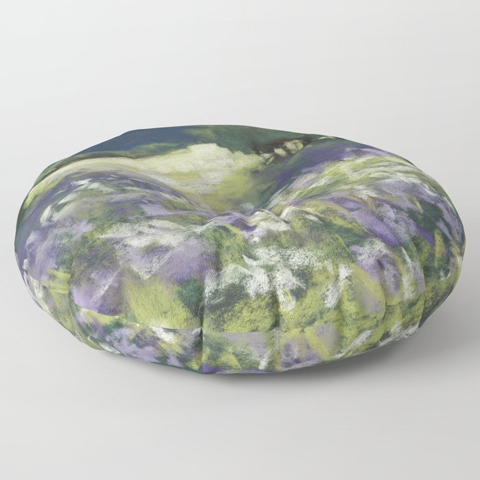 Fields of White and Purple Floor Pillow
