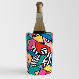 Colorful Memphis Modern Geometric Shapes - Tribal Kente African Aztec Wine Chiller