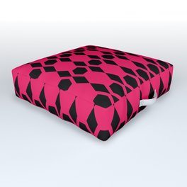 Hot Pink and Black Honeycomb Pattern Outdoor Floor Cushion