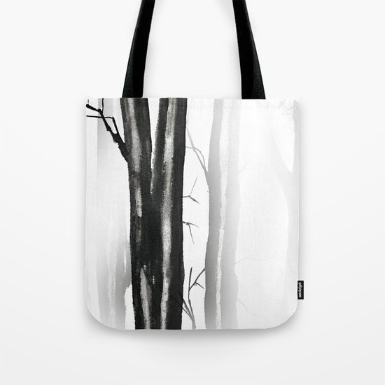 wood, snow and fog Tote Bag