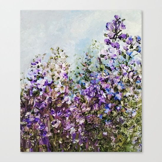 Floral Garden Impressionism in Pretty Purple Canvas Print