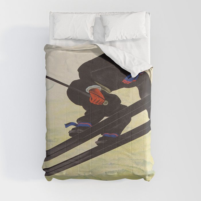 Vintage Adelboden Switzerland - Ski Jump Comforter