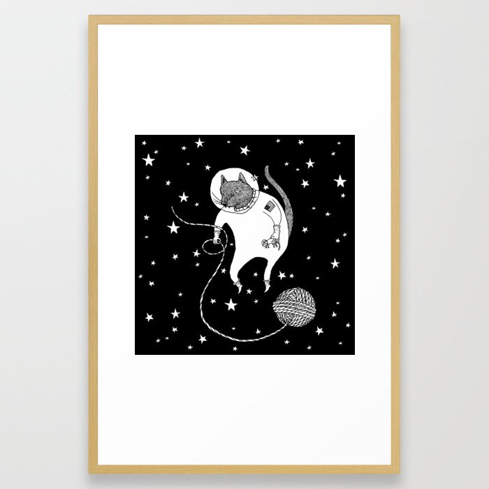 Space Cat Proves String Theory Exists Framed Art Print