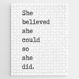 She Believed She Could So She Did - R S Grey Quote - Literature - Typewriter Print 1 Jigsaw Puzzle