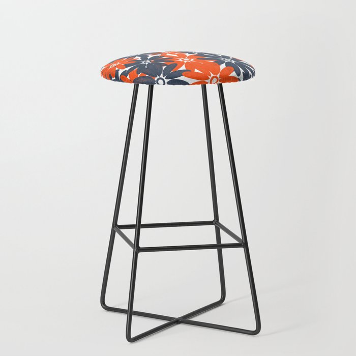 Retro Independence Day Flowers Red White And Blue Bar Stool