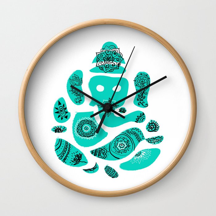 Ganesha Drawing with Mandala Elements Wall Clock