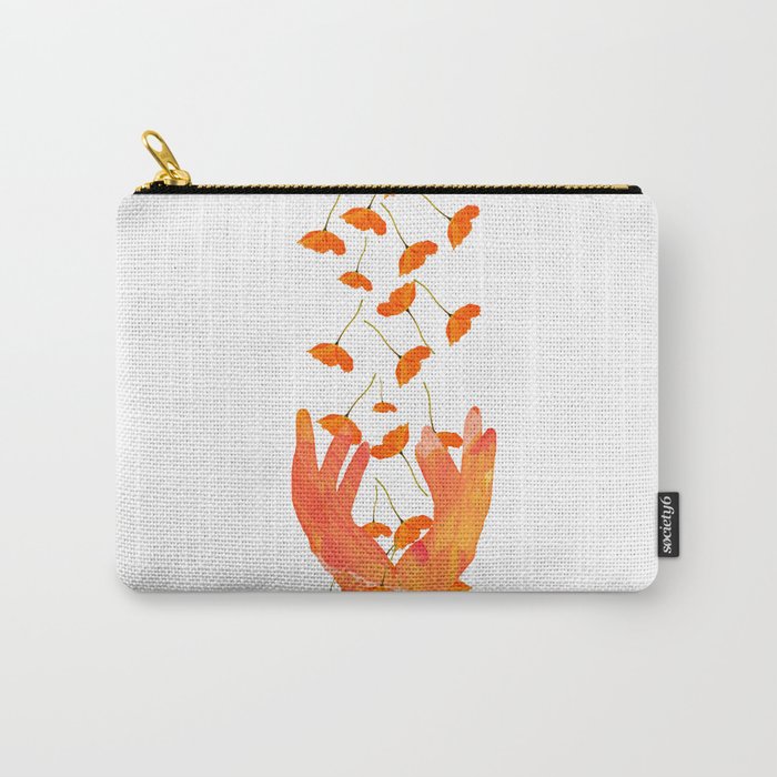 Wonderful Poppy Flowers Orange Coral Color White Background #decor #society6 #buyart Carry-All Pouch