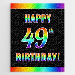 [ Thumbnail: Fun, Colorful, Rainbow Spectrum “HAPPY 49th BIRTHDAY!” Jigsaw Puzzle ]