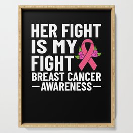 Breast Cancer Ribbon Awareness Pink Quote Serving Tray