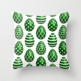 Happy green Easter eggs Throw Pillow