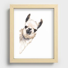 Sneaky Llama White Recessed Framed Print