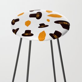 Pilgrim Hats and Leafs Thanksgiving Pattern Counter Stool