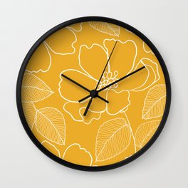 Wild rosa - yellow Wall Clock