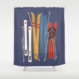 Retro Colorful Skis Shower Curtain