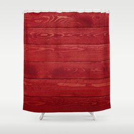 Red wooden background Shower Curtain