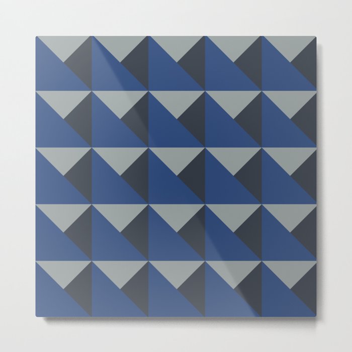 Blue + Gray Origami Geo Tile Metal Print