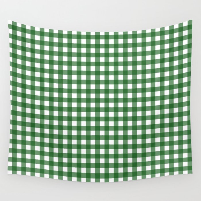Vintage Green Gingham Wall Tapestry