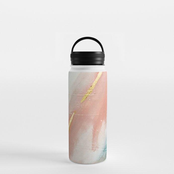 Celestial [3]: a minimal abstract mixed-media piece in Pink, Blue, and gold by Alyssa Hamilton Art Water Bottle