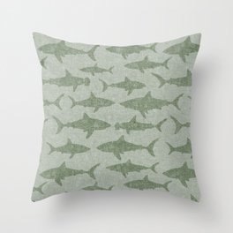 boho sharks - light sage Throw Pillow