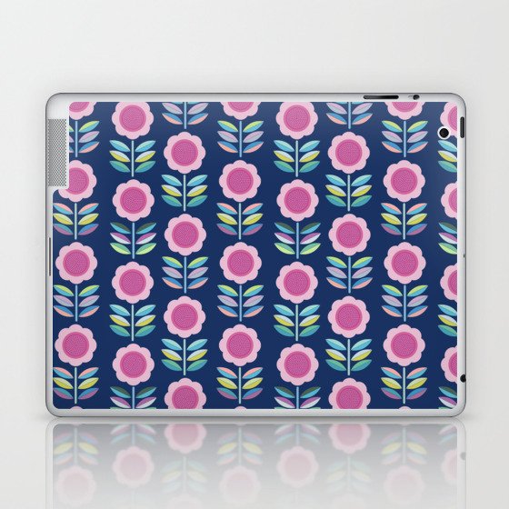 Pink Swedish Flowers - Visby Laptop & iPad Skin