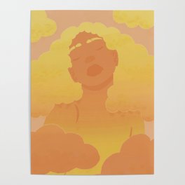 Head In The Clouds - Yellow and Orange Edit - Fantasy Art - Fantasy Woman - Dopamine Art Poster