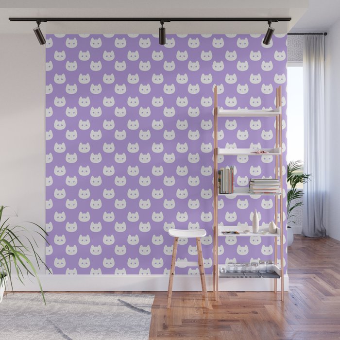 Kitty Dots in Purple Wall Mural