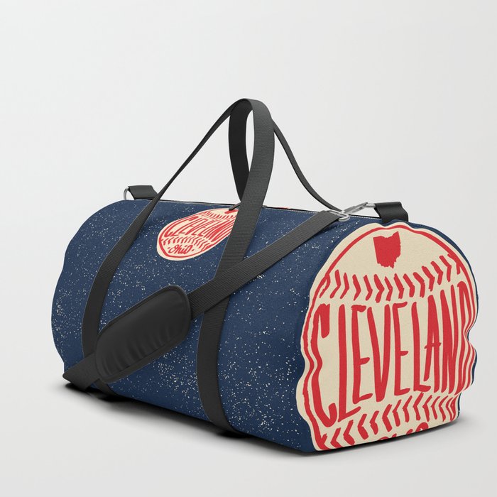Hand Drawn Baseball for Cleveland Ohio with custom Lettering Duffle Bag
