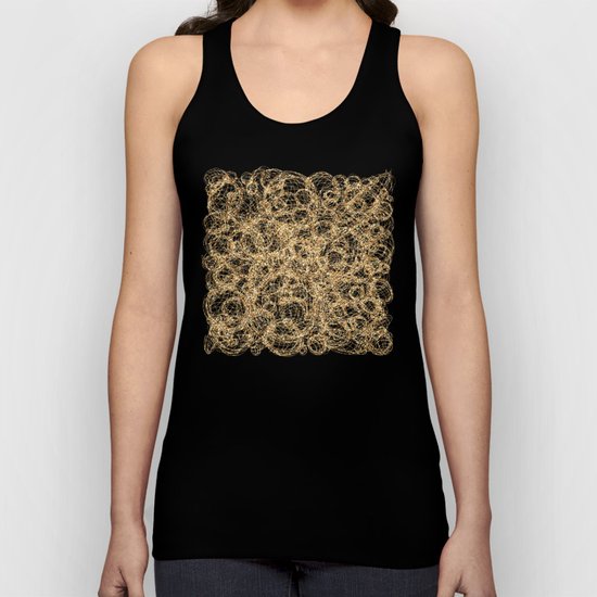 Gold Thread on Black | Abstract Brain Map 3 Unisex Tank Top