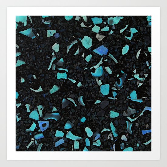 Black and Blue Abstract Art Print