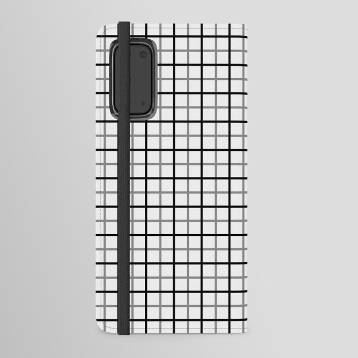 Grid Plaid Pattern 722 Gray and Black Android Wallet Case